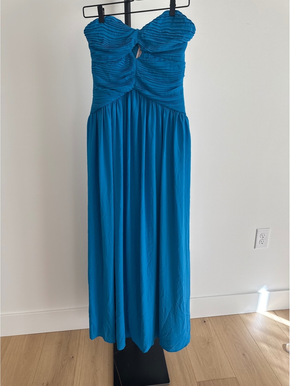 NWT Lulus Rozala Bright Blue Pleated Strapless Maxi Dress Medium